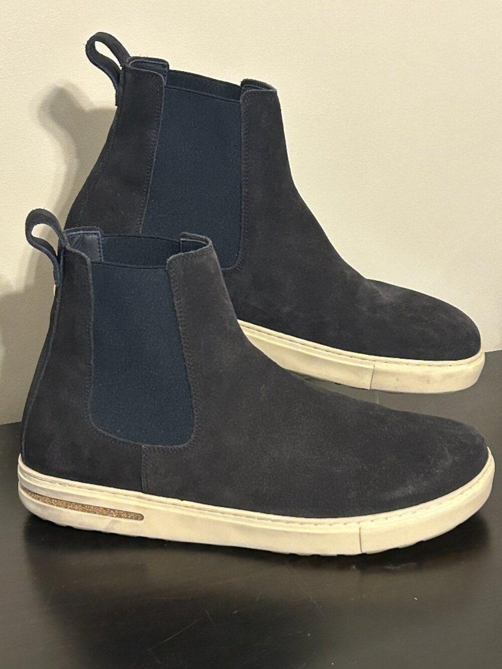 Mens BIRKENSTOCK Sz 43 US 10 Navy Blue Suede Bend Chelsea Ankle Boots Shoes